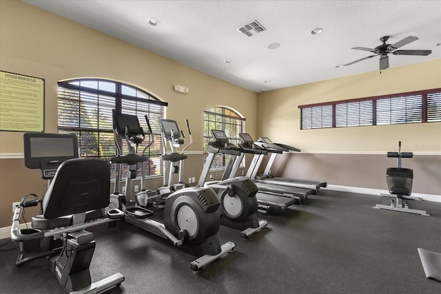 752 Sandy Bar Dr, Winter Garden, FL 34787 - gym with ceiling fan and recessed lighting