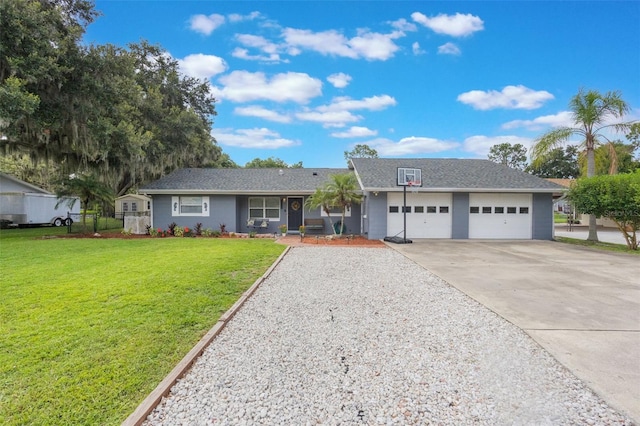 11750 Watts Ct, Tavares, FL 32778 - ranch-style house with concrete driveway, a front yard, and a garage