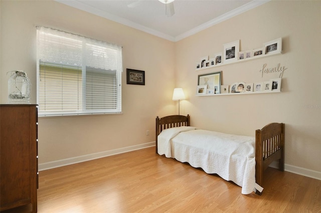 1426 Lakemist Ln, Clermont, FL 34711 - bedroom with ornamental molding, wood finished floors, and ceiling fan