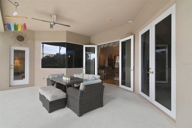 1426 Lakemist Ln, Clermont, FL 34711 - view of patio / terrace featuring french doors, ceiling fan, and outdoor dining area