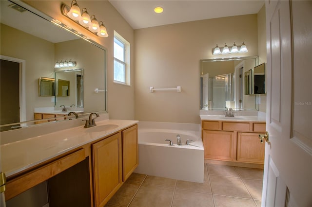 1355 Misty Glen Ln, Clermont, FL 34711 - full bath with a garden tub, tile patterned flooring, and two vanities