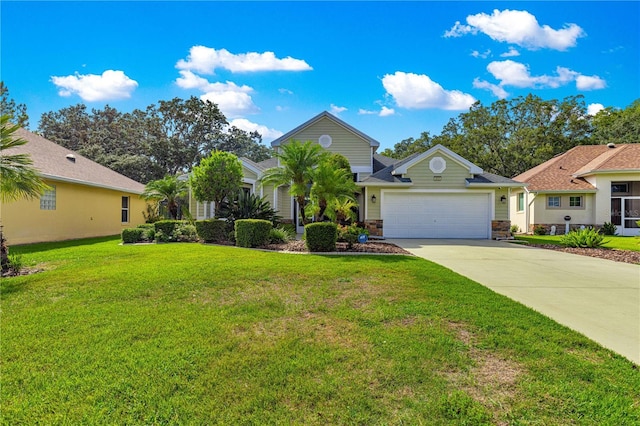8045 Waterbury Way, Mount Dora, FL 32757 - view of front facade with a garage, driveway, and a front lawn