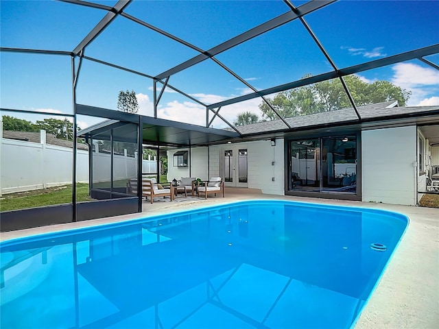 1611 Canal, Tavares, FL 32778 - swimming pool with french doors, a patio, and a lanai