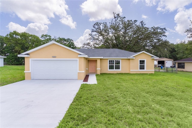 14631 SE 95th Ct, Summerfield, FL 34491 - ranch-style home featuring stucco siding, driveway, a garage, and roof with shingles