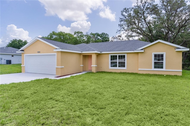 14631 SE 95th Ct, Summerfield, FL 34491 - ranch-style house featuring an attached garage, stucco siding, a front yard, and concrete driveway