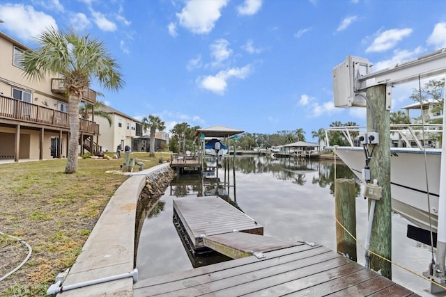 11770 W Sunnybrook Ct, Crystal River, FL 34429 - dock area featuring a water view, boat lift, a yard, and a residential view