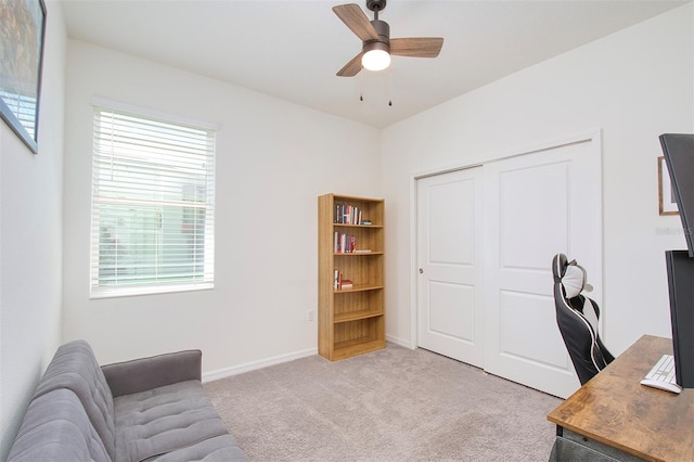 1696 Wilson Prairie Cir, Groveland, FL 34736 - office featuring light colored carpet and a ceiling fan