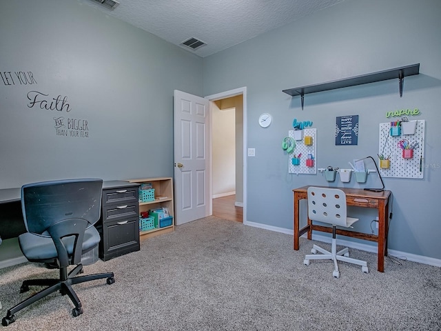 359 Blue Branch St, Eustis, FL 32736 - carpeted home office with baseboards and a textured ceiling