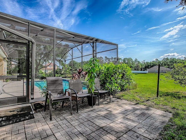 359 Blue Branch St, Eustis, FL 32736 - view of patio / terrace featuring an outdoor pool and glass enclosure