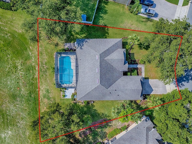 359 Blue Branch St, Eustis, FL 32736 - view from above of property with property parcel outlined and a pool area