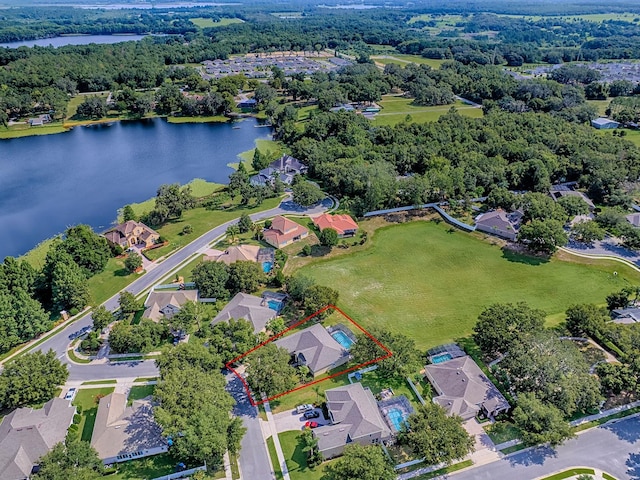 359 Blue Branch St, Eustis, FL 32736 - aerial view of residential area featuring a nearby body of water and property parcel outlined