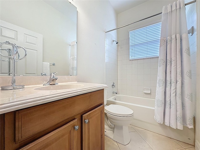 101 Flame Vine Way, Groveland, FL 34736 - bathroom featuring vanity, shower / bath combination with curtain, and tile patterned flooring