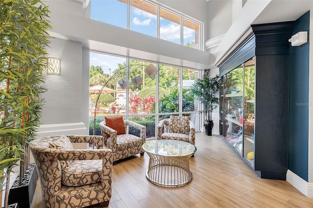 3586 Eversholt St, Clermont, FL 34711 - sunroom / solarium with a towering ceiling, plenty of natural light, and wood finished floors