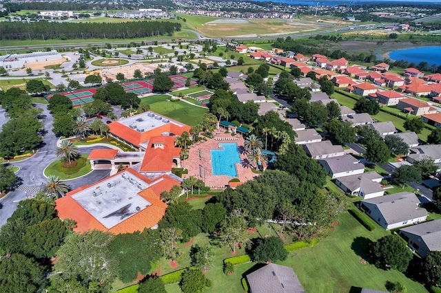 3586 Eversholt St, Clermont, FL 34711 - drone / aerial view of a pool area and a large body of water