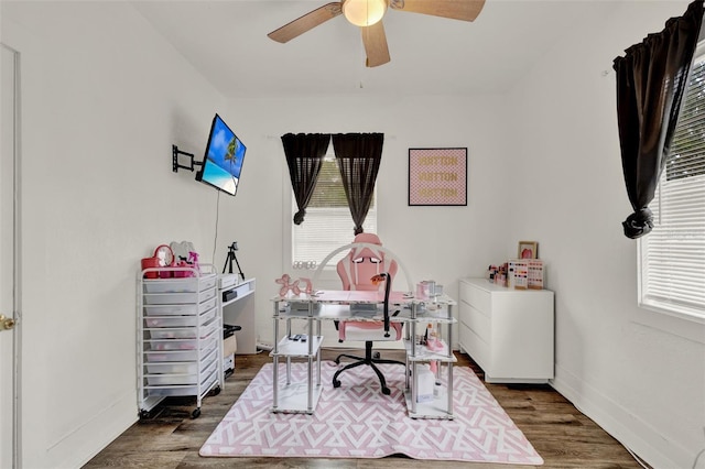 520 Dora Ave, Tavares, FL 32778 - office featuring wood finished floors and a ceiling fan
