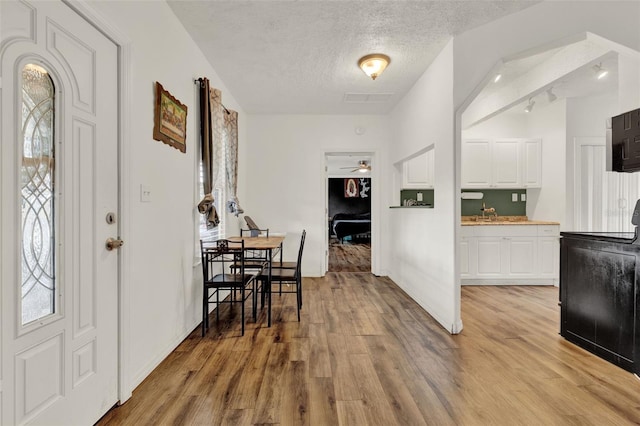 520 Dora Ave, Tavares, FL 32778 - entryway featuring a textured ceiling, light wood-style floors, healthy amount of natural light, and ceiling fan