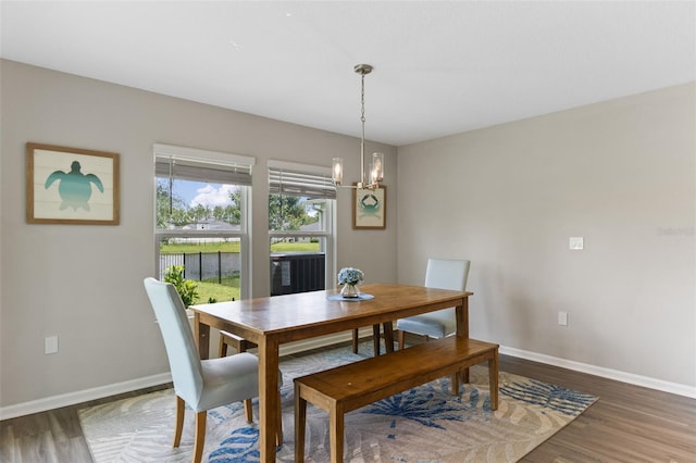 562 Meadow Ridge Dr, Saint Augustine, FL 32092 - dining area featuring a chandelier and wood finished floors