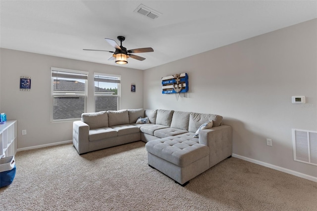562 Meadow Ridge Dr, Saint Augustine, FL 32092 - carpeted living room with ceiling fan and baseboards