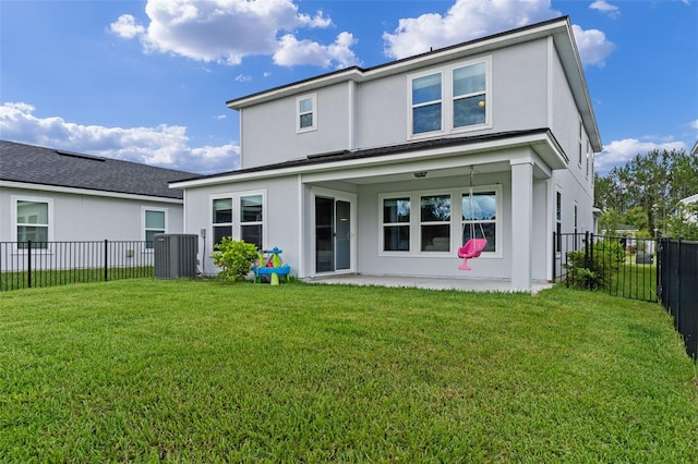 562 Meadow Ridge Dr, Saint Augustine, FL 32092 - rear view of house featuring stucco siding, a fenced backyard, and a patio area