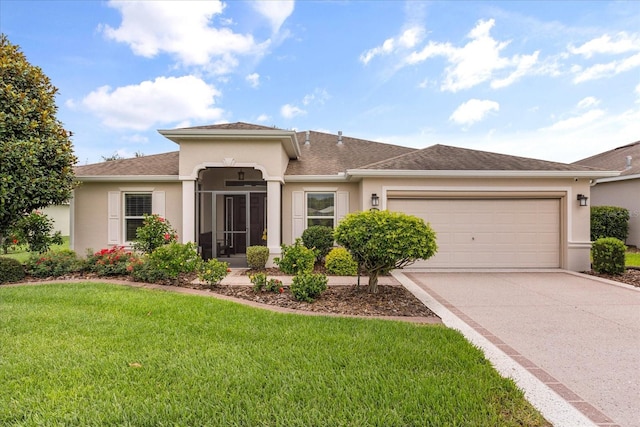 4210 Arlington Ridge Blvd, Leesburg, FL 34748 - view of front of property featuring a garage, stucco siding, concrete driveway, and a front yard