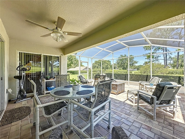 3716 Eversholt St, Clermont, FL 34711 - view of patio featuring glass enclosure and a ceiling fan