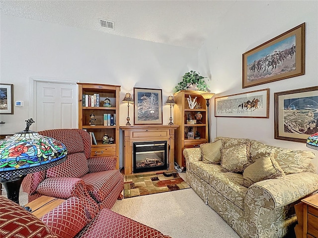 3716 Eversholt St, Clermont, FL 34711 - living area featuring a glass covered fireplace and carpet flooring