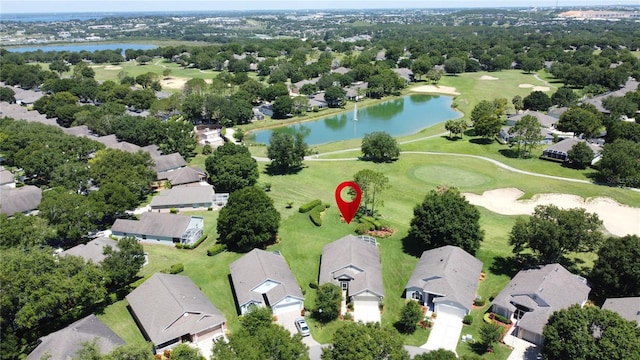 3716 Eversholt St, Clermont, FL 34711 - aerial perspective of suburban area with a golf club and a nearby body of water