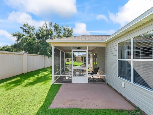2369 Five Forks Trl, The Villages, FL 32162 - view of patio / terrace featuring a sunroom and ceiling fan