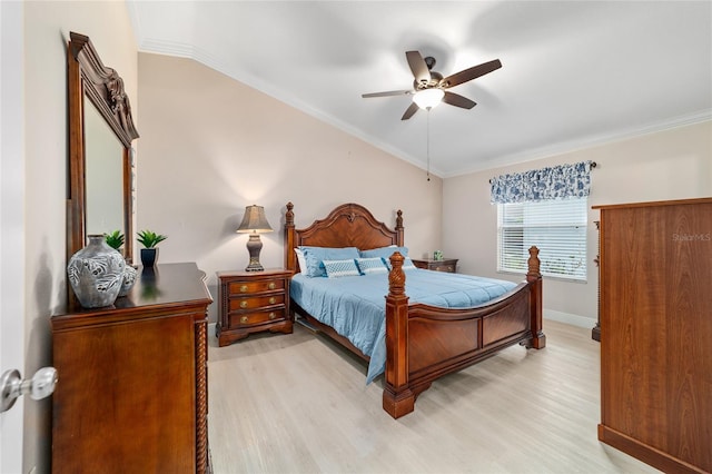 2237 Jetta Way, The Villages, FL 32162 - bedroom featuring light wood-style flooring, ornamental molding, and a ceiling fan