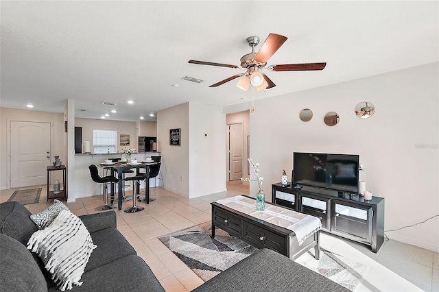 1940 Piedmont Ct, Mascotte, FL 34753 - living area with a ceiling fan, light tile patterned floors, and recessed lighting