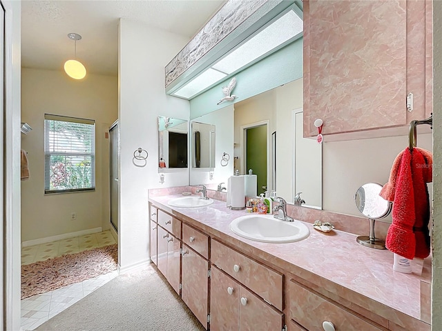 27141 Racquet Cir, Leesburg, FL 34748 - full bathroom with double vanity and a shower stall