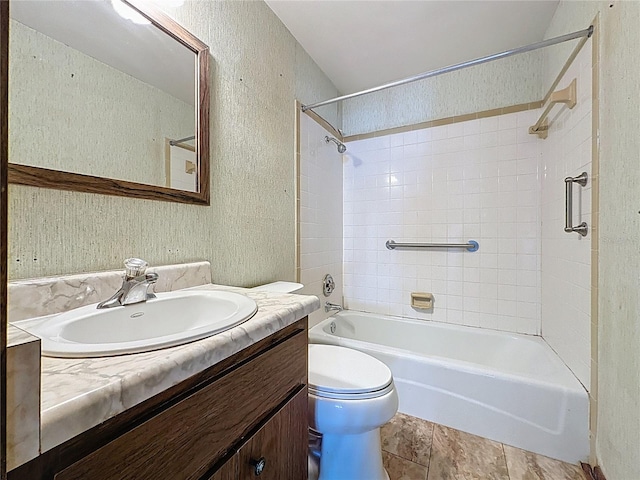 11401 Cypress Dr, Clermont, FL 34711 - bathroom with a textured wall,  shower combination, and vanity