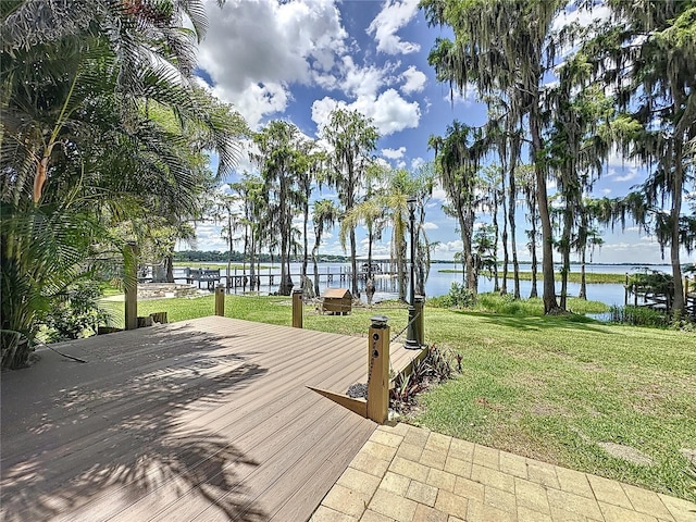 11401 Cypress Dr, Clermont, FL 34711 - deck featuring a water view and a lawn