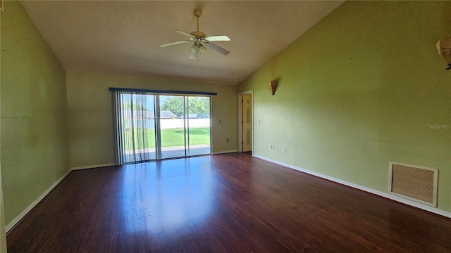 12512 Draw Dr, Grand Island, FL 32735 - spare room with lofted ceiling, a ceiling fan, and wood finished floors