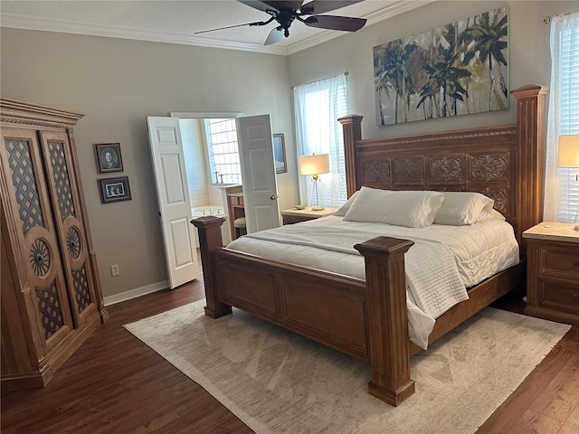 12183 SE 178th St, Summerfield, FL 34491 - bedroom with wood finished floors, ornamental molding, and a ceiling fan