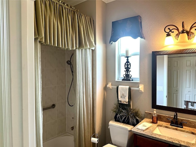 12183 SE 178th St, Summerfield, FL 34491 - full bathroom with vanity, shower / bath combo, and a textured wall