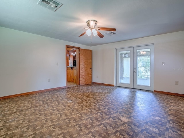 6731 Lake Griffin Rd, Lady Lake, FL 32159 - unfurnished room featuring a ceiling fan and french doors