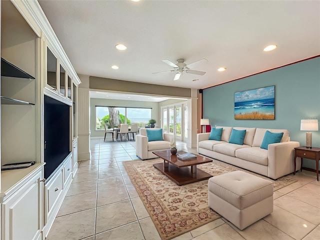 504 Banning Beach Rd, Tavares, FL 32778 - living room featuring recessed lighting and ceiling fan