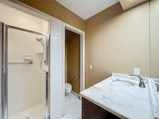 504 Banning Beach Rd, Tavares, FL 32778 - full bathroom featuring vanity, a stall shower, and tile patterned floors