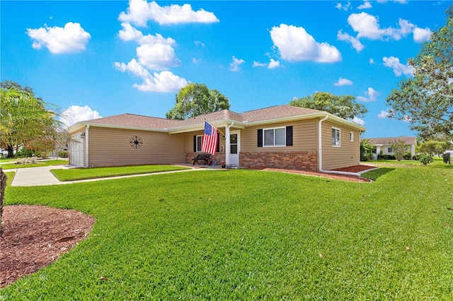 9790 SE 175th St, Summerfield, FL 34491 - single story home with a front lawn, driveway, brick siding, an attached garage, and a shingled roof