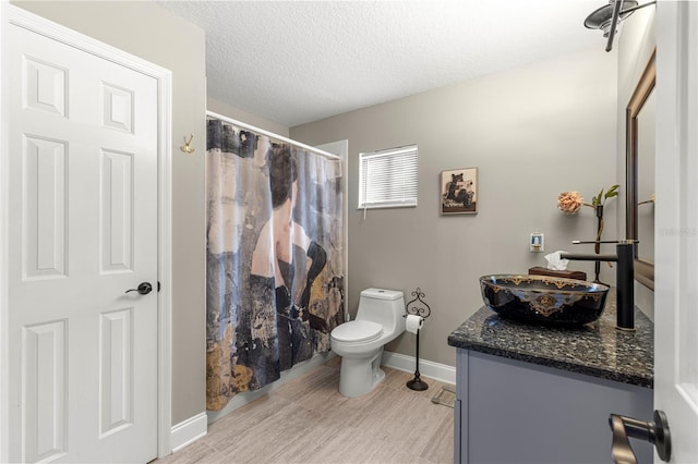 9790 SE 175th St, Summerfield, FL 34491 - bathroom featuring vanity, wood finished floors, a textured ceiling, and curtained shower