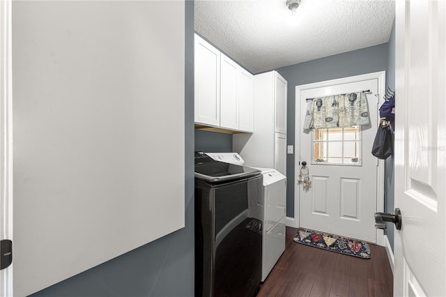 9790 SE 175th St, Summerfield, FL 34491 - laundry room with cabinet space, independent washer and dryer, dark wood-type flooring, and a textured ceiling