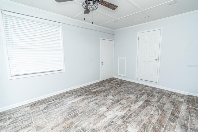 25 Jule Rd, Macclenny, FL 32063 - empty room featuring ceiling fan, wood finished floors, and crown molding