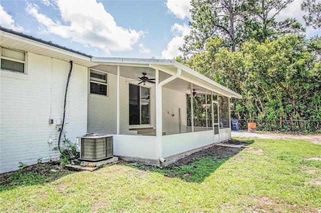 25 Jule Rd, Macclenny, FL 32063 - view of side of property featuring a ceiling fan, brick siding, and a sunroom