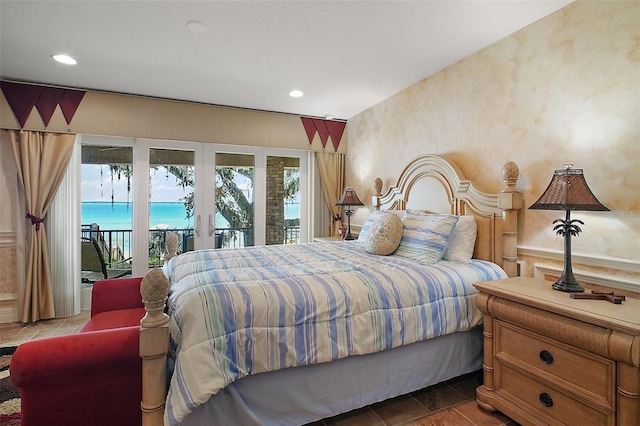 13033 SE 158th Ln, Weirsdale, FL 32195 - tiled bedroom with access to outside and recessed lighting