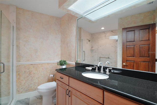 13033 SE 158th Ln, Weirsdale, FL 32195 - full bathroom with a marble finish shower, vanity, and marble look tile flooring