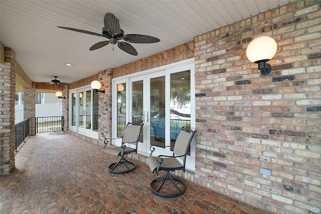 13033 SE 158th Ln, Weirsdale, FL 32195 - view of patio featuring french doors and a ceiling fan