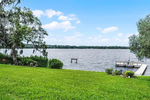 6136 Lake Emma Rd, Groveland, FL 34736 - dock area featuring a yard and a water view