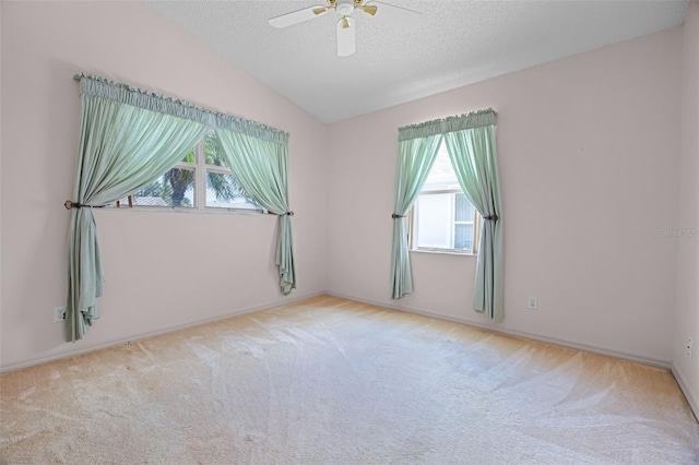 5507 Laver St, Leesburg, FL 34748 - unfurnished room with vaulted ceiling, carpet flooring, a ceiling fan, and a textured ceiling