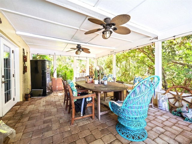 15733 Tower View Dr, Clermont, FL 34711 - view of patio with outdoor dining space, ceiling fan, and french doors
